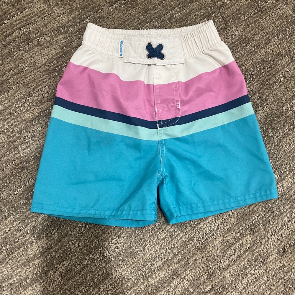 Rugged Butts Aqua Color Block Swim Trunks
